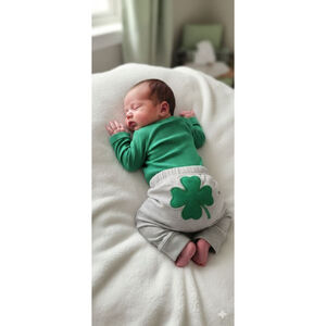 Carter's NB St. Patrick Matching Set Green Gray Outfit